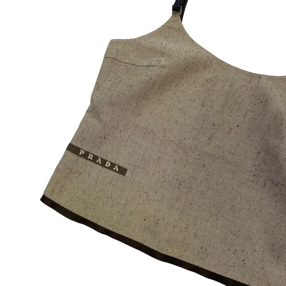 Chaleco sin mangas Prada SS 1999 beige con detalles de cuero marrón Foto 3 de 4