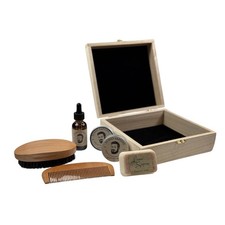 Beard Grooming Kit   Oil, Balm, Wax, Comb, Brush  Soap in Wooden Box