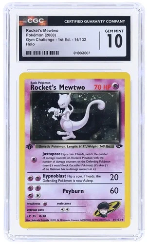 Rocket's Mewtwo 14/132 1st Edition Gym Challenge Holo CGC 10 GEM MINT 💎