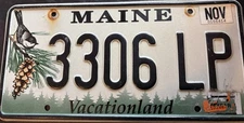 Vintage  Maine License Plate  Black Capped Chickadee & Pine Tassel State Symbols