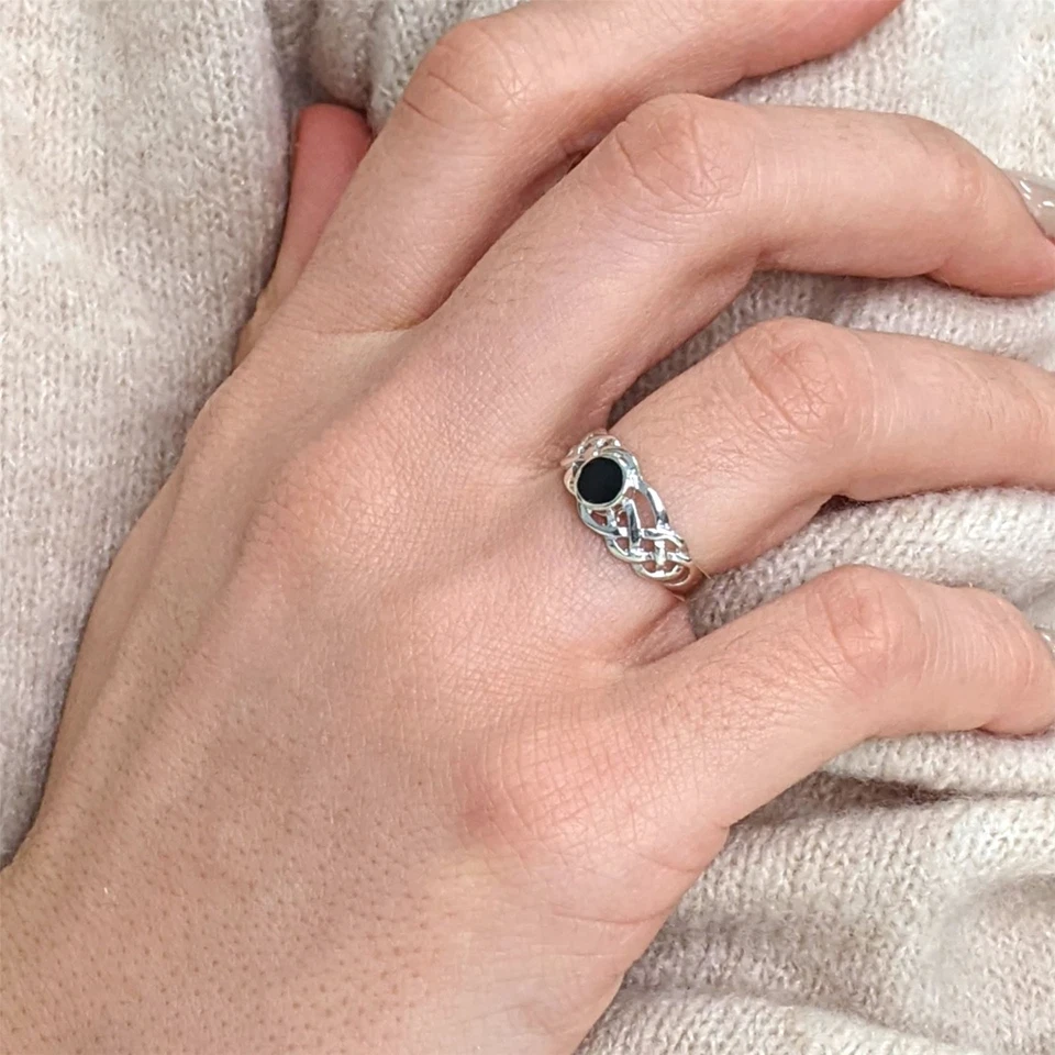 81stgeneration Anello Gemma Onice Simulato Nodo Celtico Argento Sterling .925 - Immagine 4 di 4