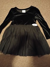 Velvet Long Sleeve Tulle Tutu Dress Girls 12M Black Holiday Wonder Nation