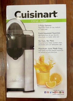 Cuisinart CCJ-500P1 Electric Citrus Juicer, 3 Pulp Settings, BPA-Free