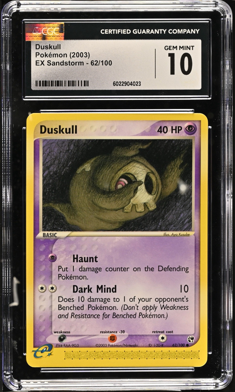CGC 10 GEM MINT Duskull 62/100 EX Sandstorm 2003 Pokemon Card