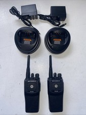 2 Motorola PR400 UHF 16 Channel Two-Way Radios AAH65RDC9AA2AN Chargers Batteries