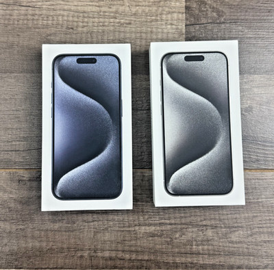 2 Apple iPhone 15 Pro 128GB White + Blue Titanium Empty Box ONLY-With Manuel