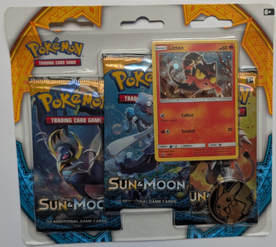Pokemon Sun & Moon Base Litten 3-Pack Blister Sealed/OVP New English