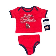 St. Louis Cardinals Baby Red 2 Piece Tee Bloomer 0/3 Months Baseball NWT