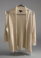 Elementz Women’s Size XL White Open Front Sweater, 3/4 Sleeves