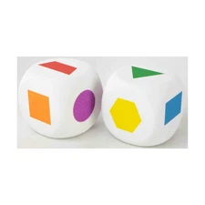 Koplow Foam Dice d6 50mm Color Primary Shapes Foam Dice (2) New