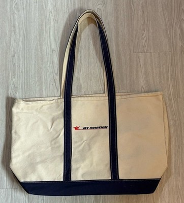 Vintage LL Bean Blue Boat And Tote Canvas Tote Bag 80 s USA Made XL