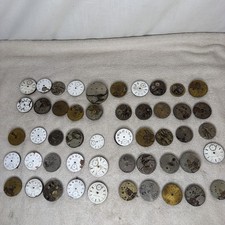 lot of 50 vintage pocket watch movements for parts or repairs