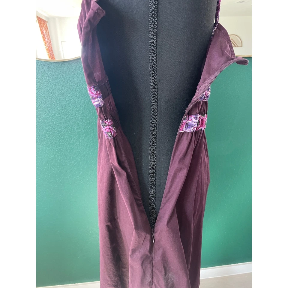 Vestido Babydoll Midi Vintage Antiguo Azul Marino S Borgoña Boho Romántico Indie Años 90 Y2K Otoño Foto 4 de 4