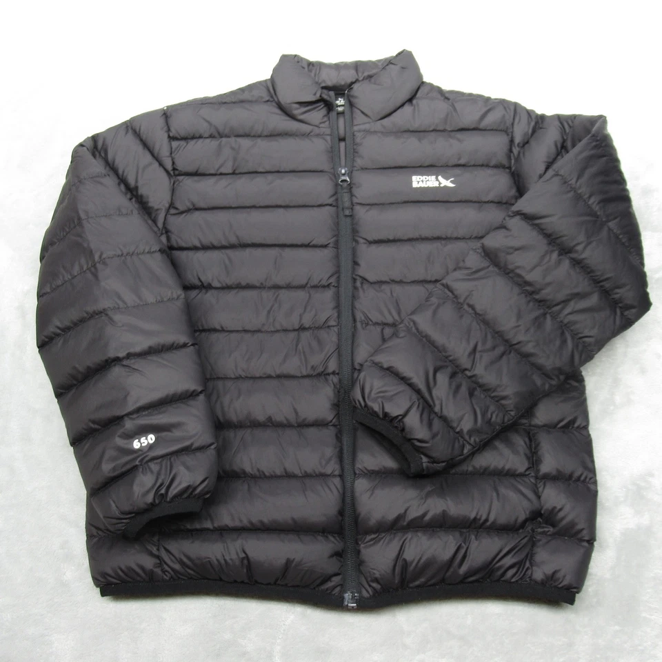 Eddie Bauer Down Jacket Youth Large Black Packable 650 Fill Lightweight Puffer - Image 2 of 4