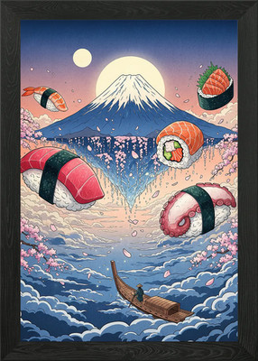 Sushi Landschaft Berg Fuji gerahmtes Wandbild Poster Leinwanddruck Bild