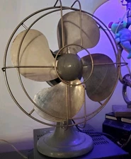 VINTAGE WORKING DECO FAN 4 BLADE SS USA 1940s