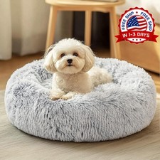 Cama donut para perro y gato calmante antiansiedad cojin peludo de 23 pulgadas