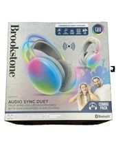 Brookstone Audio Sync Duet Wireless LED Headphones 2-Pack Bluetooth Over-Ear