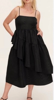 Kate Spade New York Dresses | Kate Spade Target Newyork Black Tiered Ruffle Midi Dress Spaghetti Strap Size S | Color: Black | Size: S |
