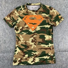 Under Armour Superman Shirt Youth Large Camouflage Short Sleeve Compression