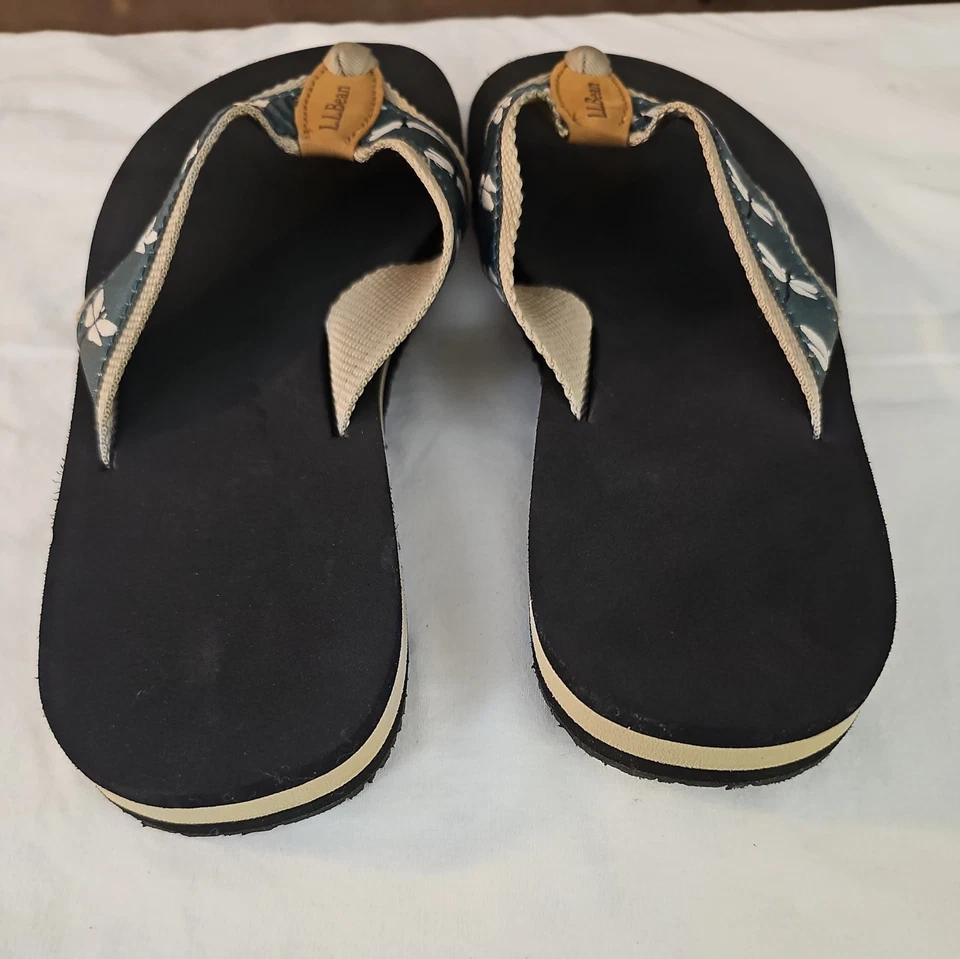 LL Bean Women Size 8 Black Foam Thong Pool Beach Outdoor Flip Flops Dragonflies - Image 4 of 4