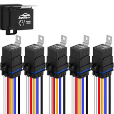 5-Pin Waterproof Relay Kit 40/30 AMP 12V Relay Switch with Harness Heavy Duty 12