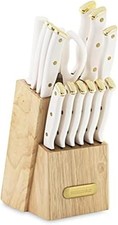 Knife Set, 15-Piece Kitchen Knife Set with Block Wooden German Stainless Steel