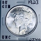 1923 P BU GEM PEACE SILVER DOLLAR UNC MS+++ U.S. MINT RARE COIN 2540 — photo 1