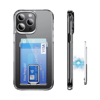 Transparente Magnetische Handyhülle Brieftasche für iPhone Kartenhalter Ständer