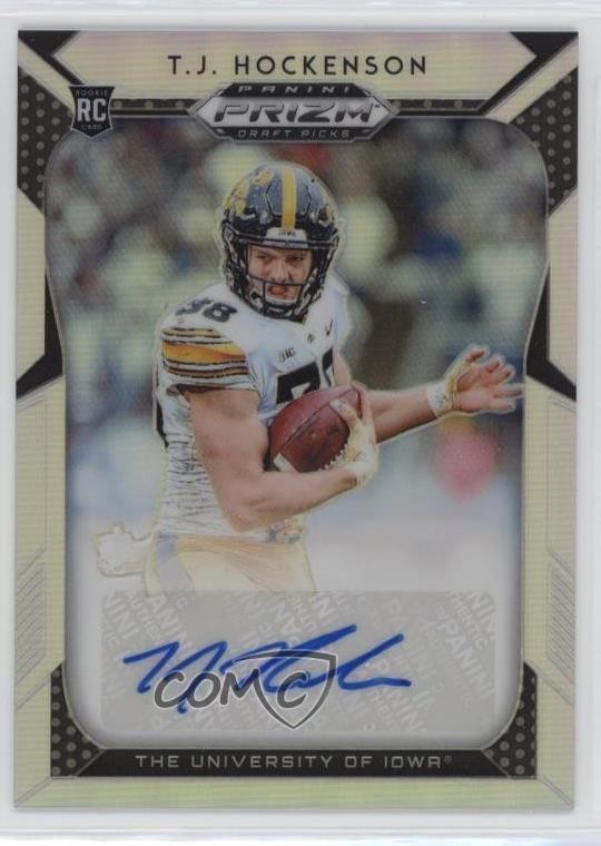 2019 Panini Prizm Draft Picks Silver TJ Hockenson #268 Rookie Auto RC wd7