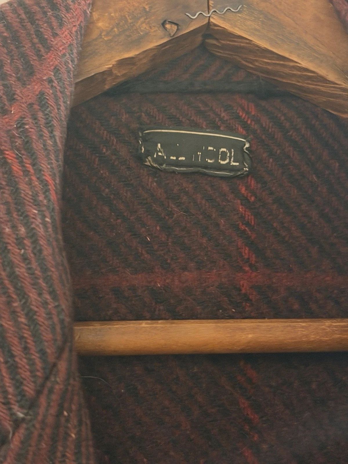 Very rare 1930s red Shadow plaid wool peacoat size L image 3