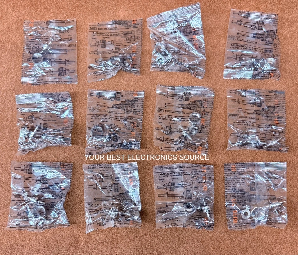 NOS Amphenol # 83-58FCP, Crimp On PL259 Connector for RG58 (Bundle of 12) - Image 2 of 3