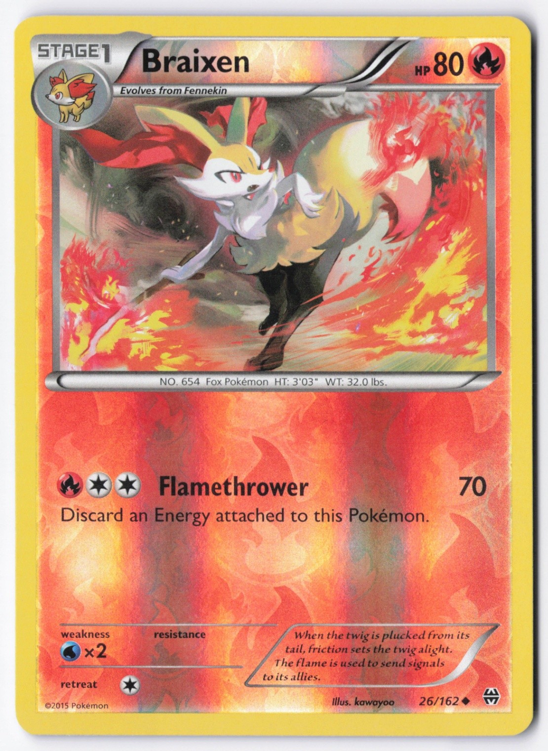 Braixen Reverse Holo Uncommon XY - BREAKthrough 26/162 NM