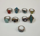 Vintage Ring LOT 9 Designer Signed STS Sterling Silver 925 Gemstone Rings 53.1gr