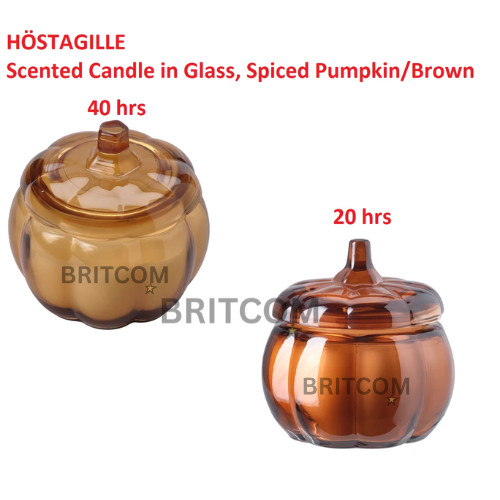 Velas de vidrio perfumado calabaza especiada IKEA HÖSTAGILLE - 20h y 40h Burn - Nuevas