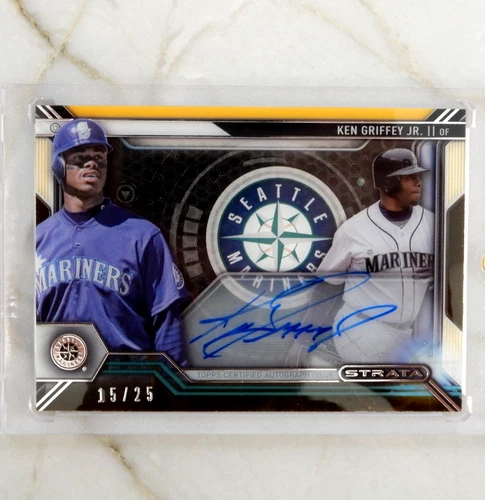 Ken Griffey Jr Mariners 2016 Topps Strata #SS-KG Gold On Card Auto!  /25   🏆