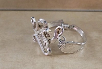 Artisan Made Fork Cuff Bracelet Silver Plate Wm. Rogers & Son AA