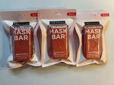 Freeman Cleansing Mask Bar Lot of 3 Grapefruit 2 in 1 Makeup Remover All Skin