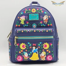 Loungefly Disney Snow White and the Seven Dwarves Folk Floral Mini Backpack Bag