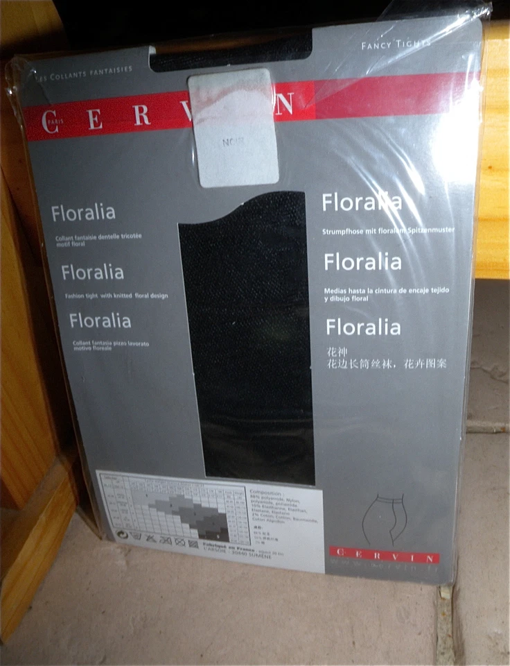 Medias florales de lujo de CERVIN PARIS nuevas empaquetadas LUJO talla 2 Foto 2 de 2