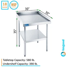 30"x30" Stainless Steel Table with Backsplash and Sidesplashes |  ()