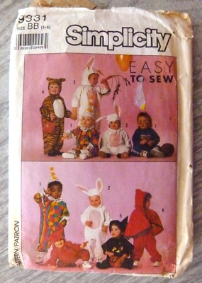 Vintage 1989 Simplicity Sewing Pattern Children's / Kids' Costumes #9331 Size BB