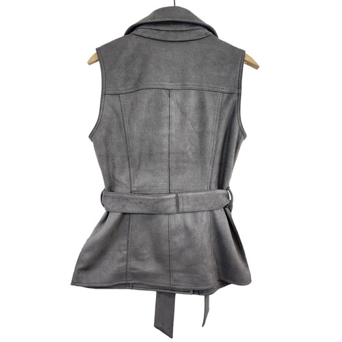 Iman Womens Belted Vest with Removeable Cape Double Breasted Gray Oversize XS - Picture 6 of 14