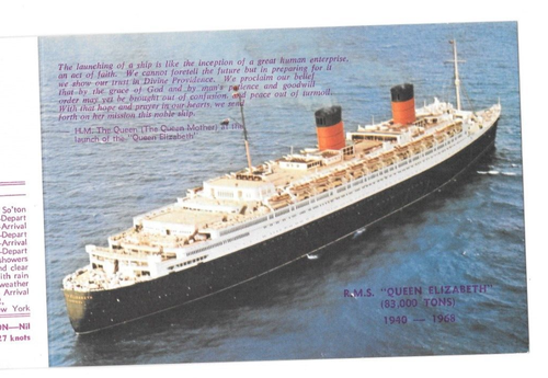 Vintage Weihnachtskarte RMS QUEEN ELIZABETH Final Voyage 1968 - Bild 1 von 4