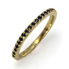 0.2 ctw Natural Blue Sapphire Solid 14k Yellow Gold Thin Wedding Ring 1.8 MM
