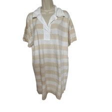 Everlane ~ Oatmeal/ivory rugby striped shirt dress ~ size XL