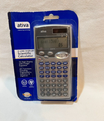 AT-36 Scientific Calculator 2 Line Display Dual Powered Silver  Ativa
