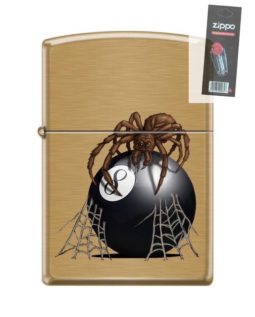 Zippo 82232 spider 8 ball web pool halloween Lighter + FLINT PACK