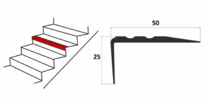 Profilo Per Bordi Scale Autoadesivo - PVC 50x25mm, Lunghezza 100cm, Grigio - Foto 5