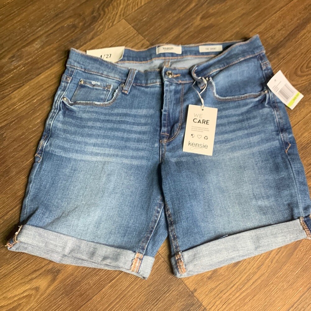 Kensie jeans the short. Bermuda long fit cuffed shorts skater distressed  trim | eBay